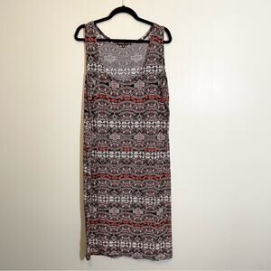 Love By Chesley Stretch Printed Scoop Neck Sleeveless Bodycon Dress Brown 2X